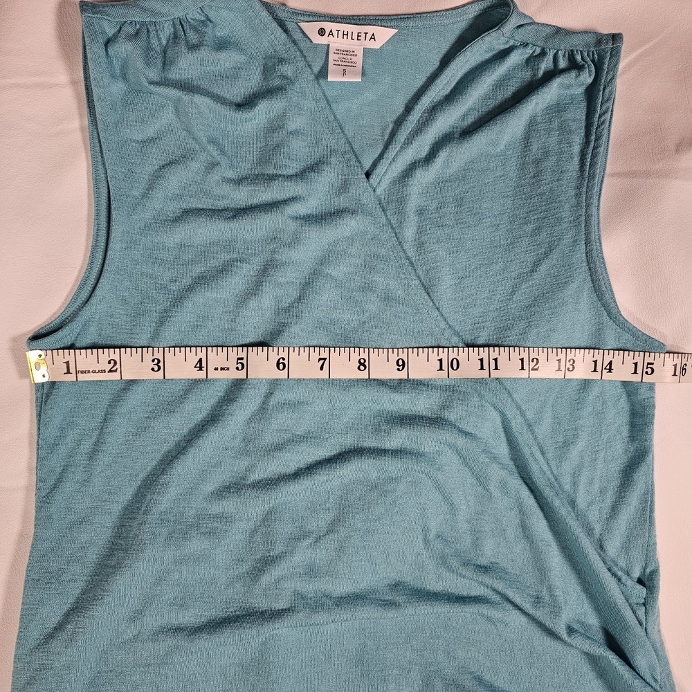 Athleta Breezy Wrap Tank Top Women's Small Blue Sleeveless Surplice Stretch - Picture 3 of 8
